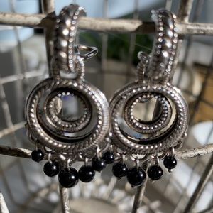 Judith Ripka Onyx Cable Sterling Silver Earrings